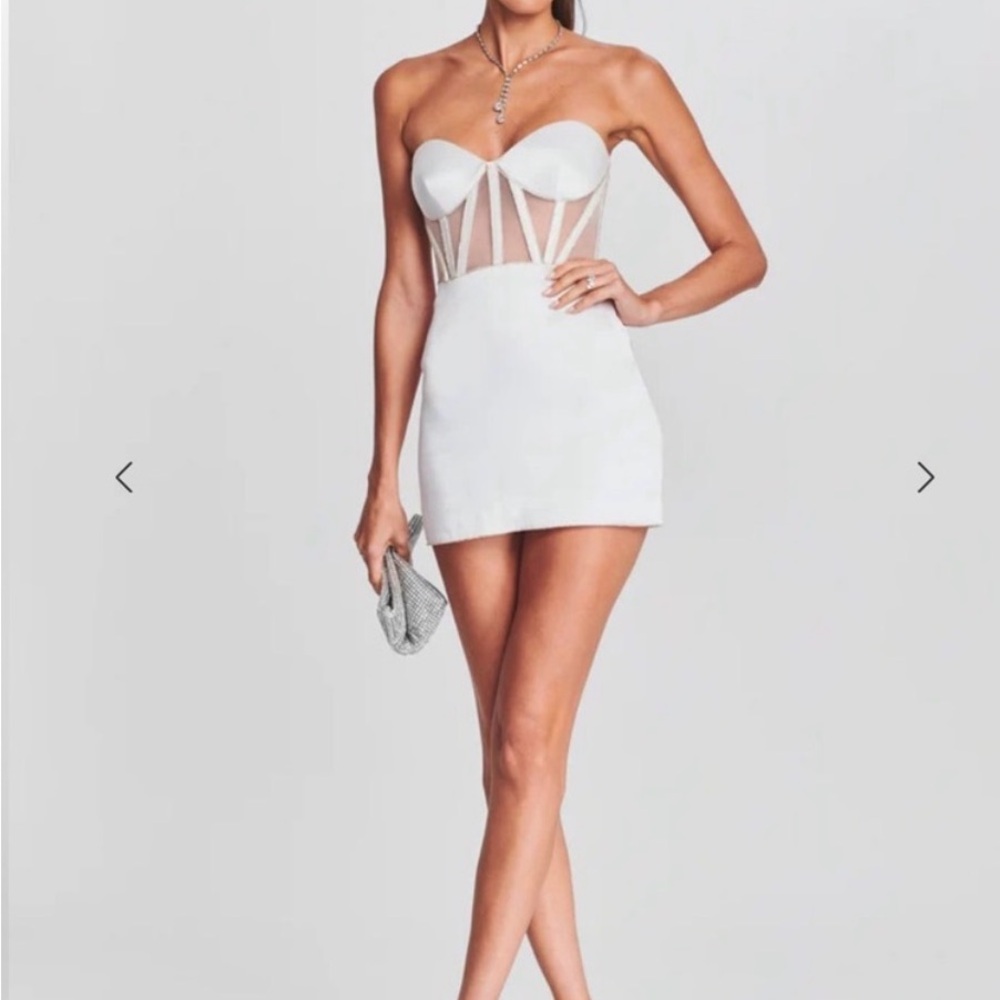 Retrofete White Strapless Mini Dress